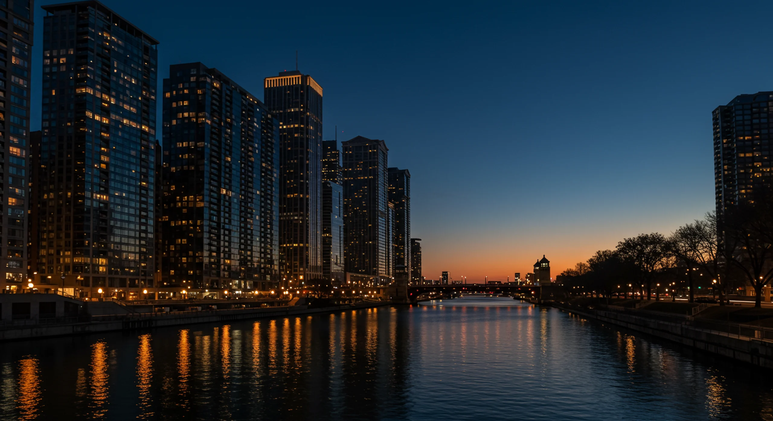 Chicagoland home at blue hour